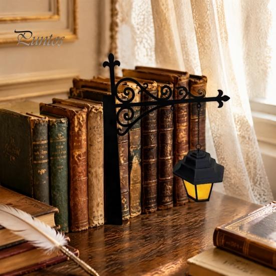 Vintage Style Book Light Lantern/Ghost Bookshelf Light, Metal Desk Lamp with Warm Lighting, Reading Retro for Lovers & Library Study Room Accent