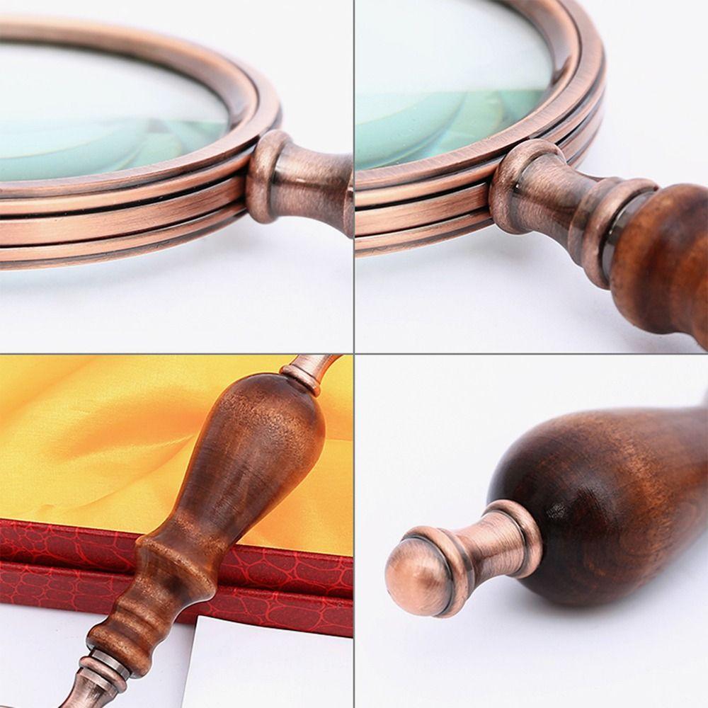 Wooden Handle 10X Microscope Reading Jewelry Magnifiers Vintage Magnifying Glass Handheld