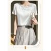 Summer new floral mesh short-sleeve casual T-shirt for women, fashionable top