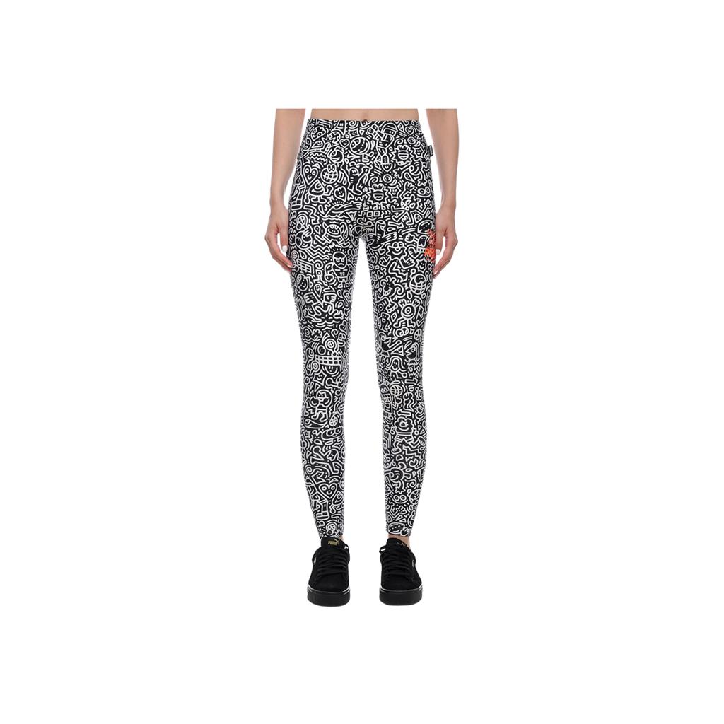 Puma X Herr. Doodle Collaboration Allover-Print Fitness Leggings Damen Leggings Schwarz 598832-01