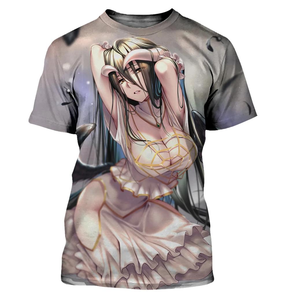 Overlord Anime T-Shirts Albedo Sexy Girl 3D Print Streetwear Männer Frauen Mode Übergroßes T-Shirt Harajuku Tees Tops Kleidung