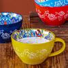 Retro Bohemian Breakfast Cup Large Capacity Oatmeal Cup Creative Coffee Mug  Friend Gift