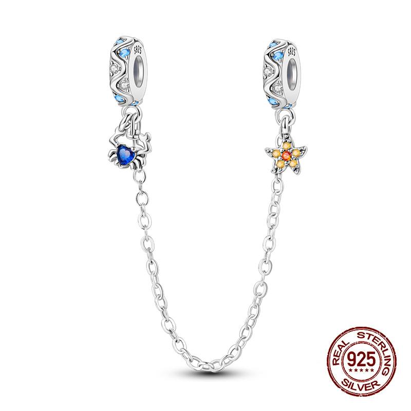 Copper Starfish Crab Butterfly Safety Chains Spacer Beads Designer Charms Fit Pandach Original Bracelet Handmade DIY Fashion Jewelry