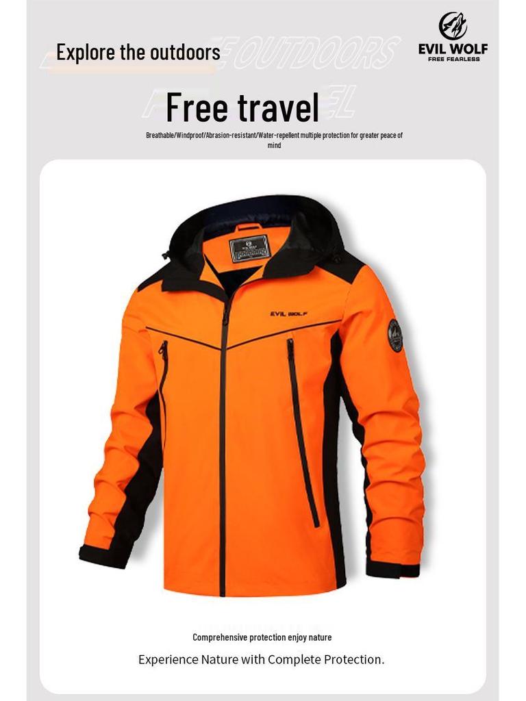 Vielseitige Herren Winddichte Kapuzenjacke für Frühling/Herbst, Outdoor Bergsteigen & Sport