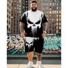 Large Size Men's Suit - Skull Short-sleeved T-shirt and Shorts Two-piece Suit Pants