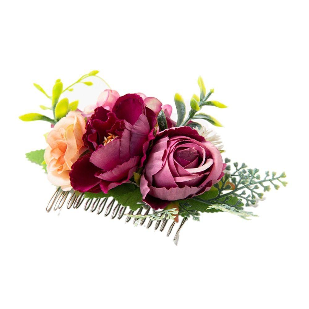 Bridal Crystal Hair Ornaments Flower Leaf  Hair Comb Flower Hair Comb Bridal Hair Accessories