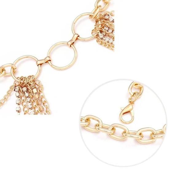 Damelegering midjekjede Flerlags kjede kvast magekjede Justerbar sele Gotisk midjekjede Klærtilbehør