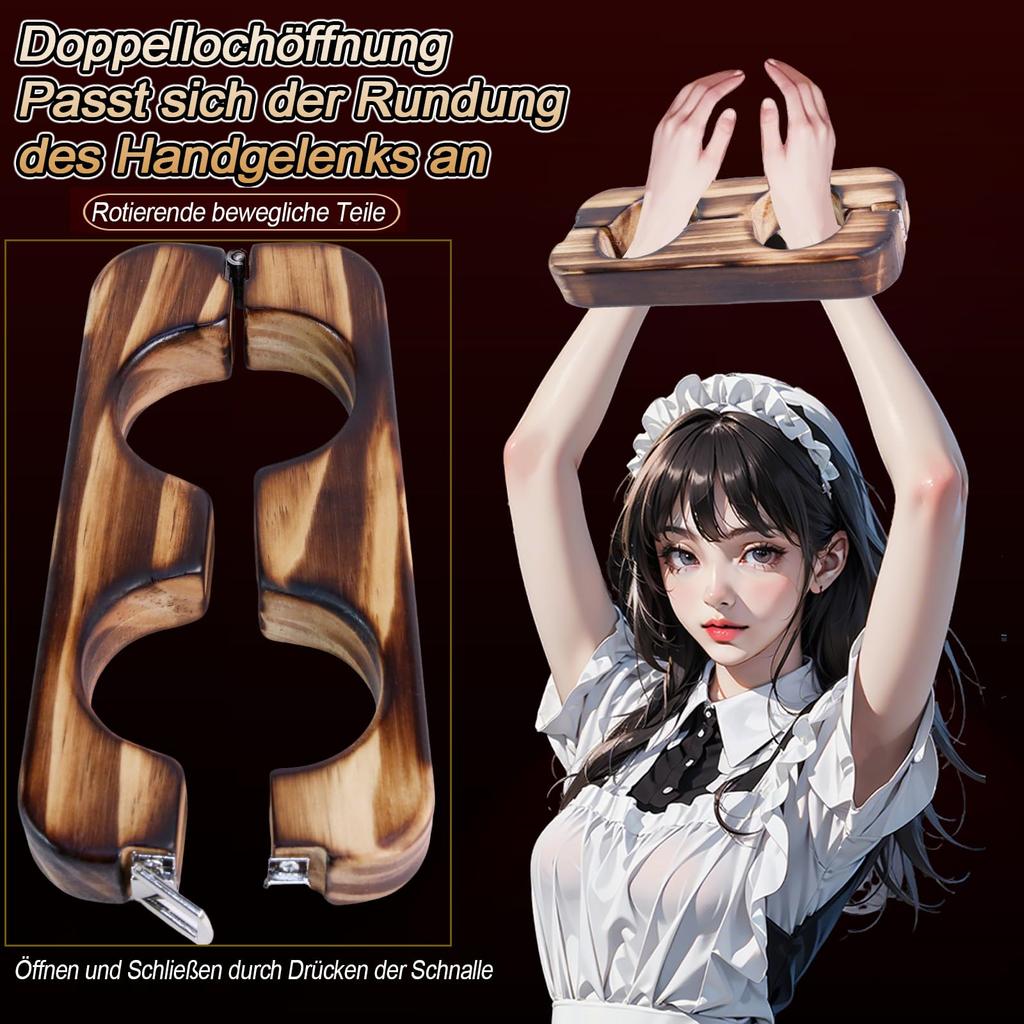 MFMYEE SM Bondage Wooden Fetish Bondage Wooden Board Bondage Wrist and Ankle Adult Bed Game Bondage SM Sex Props Handcuffs, Handcuffs, Roleplay, (L)