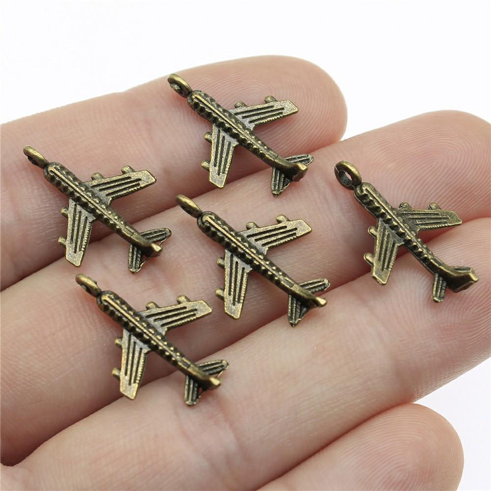 10pcs Vintage Bronze Color Travel Journey Aircraft Passport Trunk Charms Jewelry Making For Necklace Bracelet Keychain Making