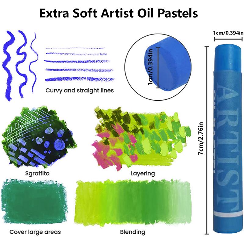Artist Soft Oil Pastels Set Professional Painting Drawing Graffiti Art Crayons Washable Non-Toxic Art Supplies 48 Colors