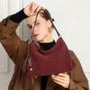 HIFASHION Genuine Suede Leather Hobo Bags For Women New 2026 Luxury Designer Crossbody Vintage Tassel Underarm Shoulder Handbags