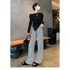 Loose and Casual Knitted Stripe Wide Leg Pants for Women In Spring and Autumn