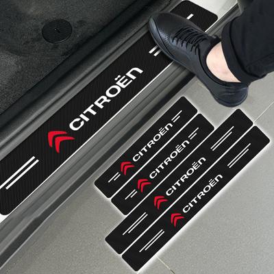 4 Pièces Autocollants de Seuil de Porte de Voiture en Fibre de Carbone Film de Protection Accessoires Style Pour C1 C2 C3 C4 C5 C6 C8 C4L DS3 DS4 DS5LS DS6