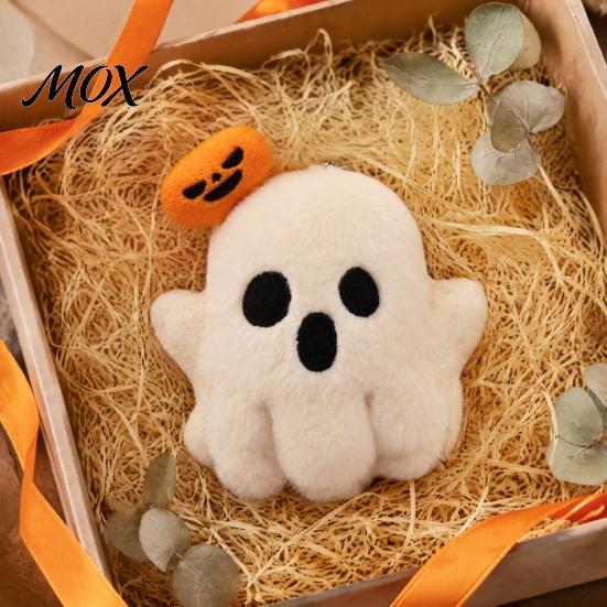 Desktop Decoration Halloween Ghost/Pumpkin Black Cat Plush Figurine, Soft Stuffed Doll Ghost Keychain with Hanging Chain, Creative Photography