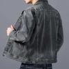 Giacca di jeans casual in cotone da uomo per la primavera Stile classico Moda Slim Lavato Retrò Blu Jeans Cappotto Maschile