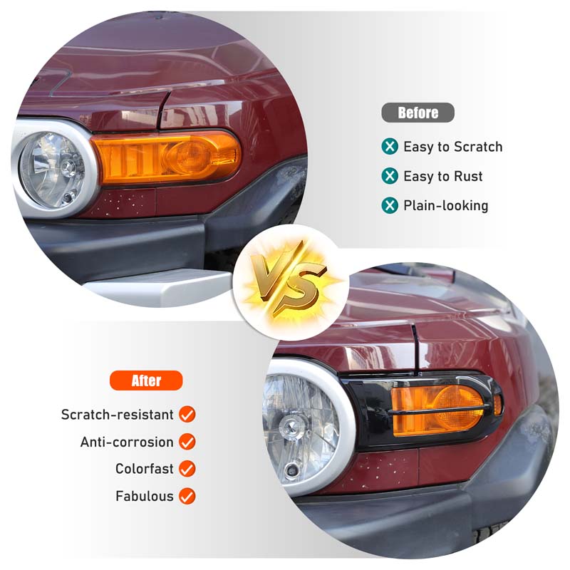 For Toyota FJ Cruiser 2007-2025 ABS Glossy Black Car Front Fog Light Bumper Frame Trim Headlight Cover Accessories