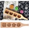 Wooden 4 Flower Pattern DIY Handmade Press Food Pastry Biscuit Cookie Pumpkin Pie Baking Tool for Home Bakery Dessert Shop(Pattern Two)