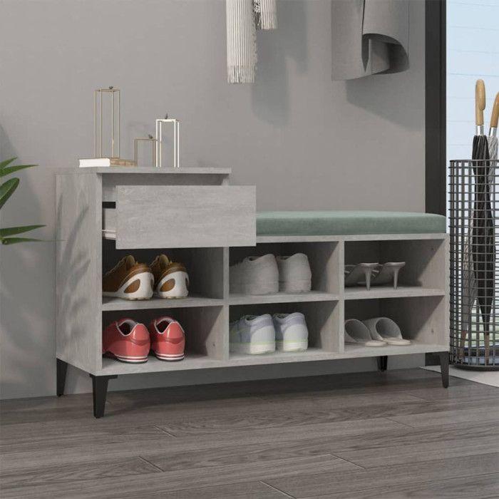 VidaXL Shoe Cabinet Concrete Grey 102x36x60 Cm Engineered Wood 821216