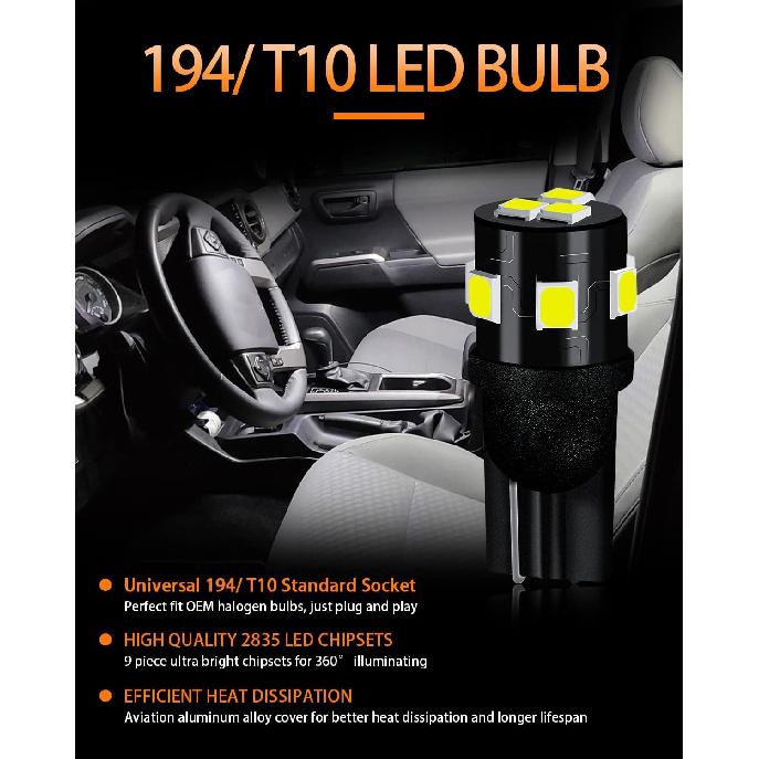 White LED Bulbs Package Kit Compatible with 2007 2008 2009 2010 2011 2012 2013 2014 2015 2016 2017 Jeep Wrangler JK 2-Door Interior Light + License