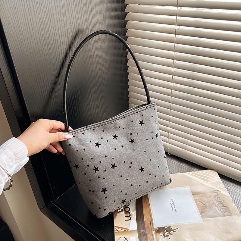 Trendy 2024 Summer Fashionable Bucket Bag With Bow Heart Dot And Star Designs Star