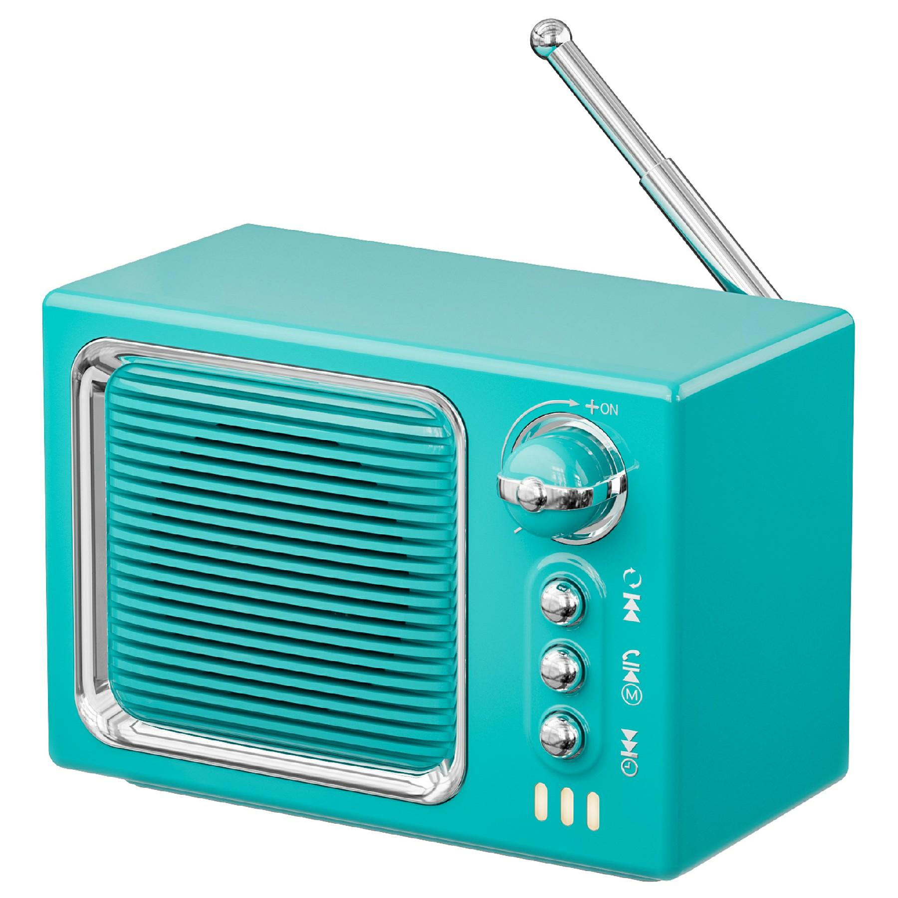 

BT 5.0 White Noise Sleep Speaker Retro Mini TV Design Sound Box Wireless Music Player with FM Radio Baby Blue