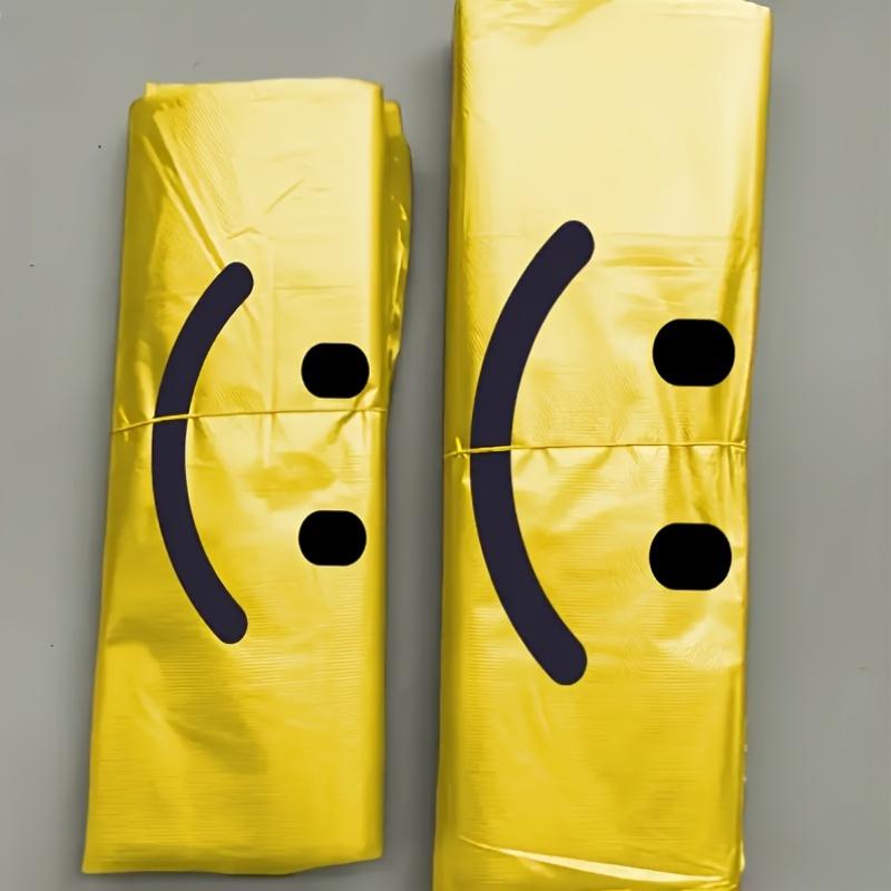 Gelbes Smiley Einkaufstaschen Robuste Plastik Tragetaschen mit minimalistischem Design Ideal für Firmen-, Event- und Mode-Einzelhandelsverpackung Geschenktüten