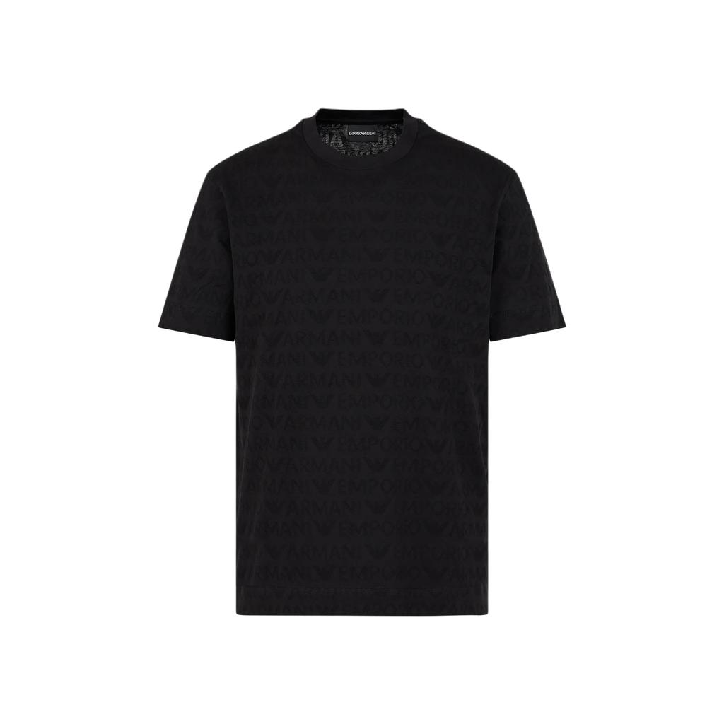 Emporio Armani Fitted Short Sleeve Round Neck Logo T-Shirt Unisex tops Black 3D1TH5-1JORZ-0920