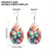 Elegant Spring Colorful Butterfly Dragonfly PU Earrings for Women Girls, Charming Insect Lucky Double Sided Print Waterdrop Earrings