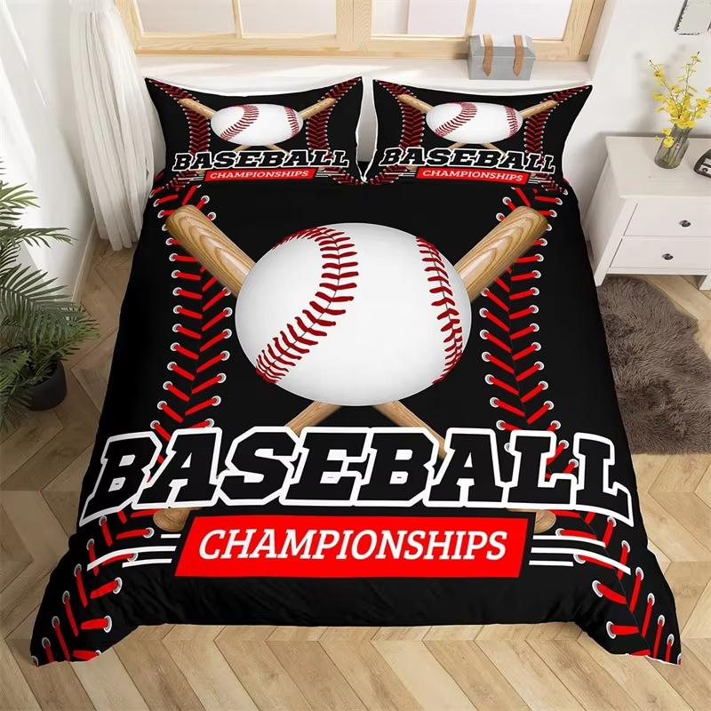 

Comforter Boys Baseball Teens Sports Theme Bedding Set Microfiber 3D Baseball Bat Gloves Comforter Twin King Queen Size Comforter (quilt)-EU Single(135*200cm)3pcs