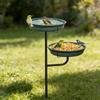 Aged Steel Flexible Bird Water Dish And Bath With Strong Base Perfect For Garden Accent