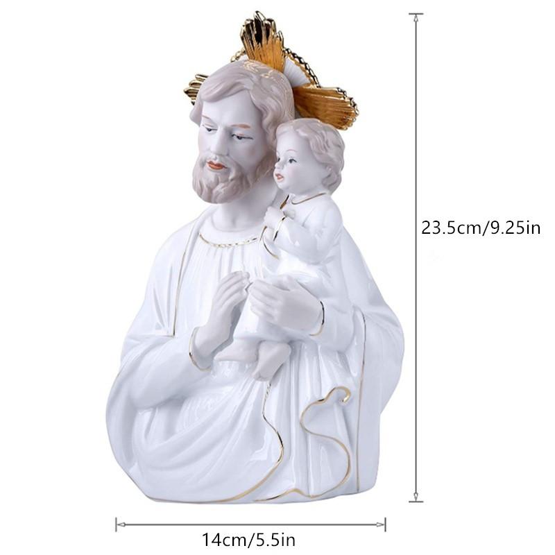 Фарфоровая религиозная фигурка Иисуса Иисус и Святой Иосиф Иисус с младенцем Статуя Иисуса Католическая статуя, расписанная вручную White