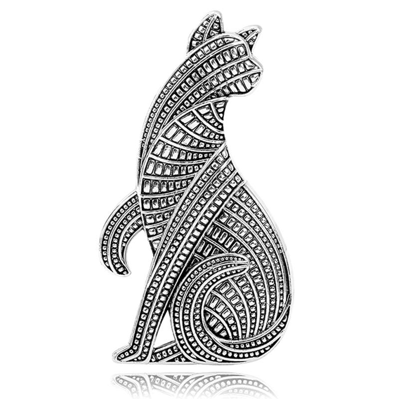 Vintage Cat Brooches For Women Unisex National Style Cat Pet Animal Party Casual Brooch Pin Gifts