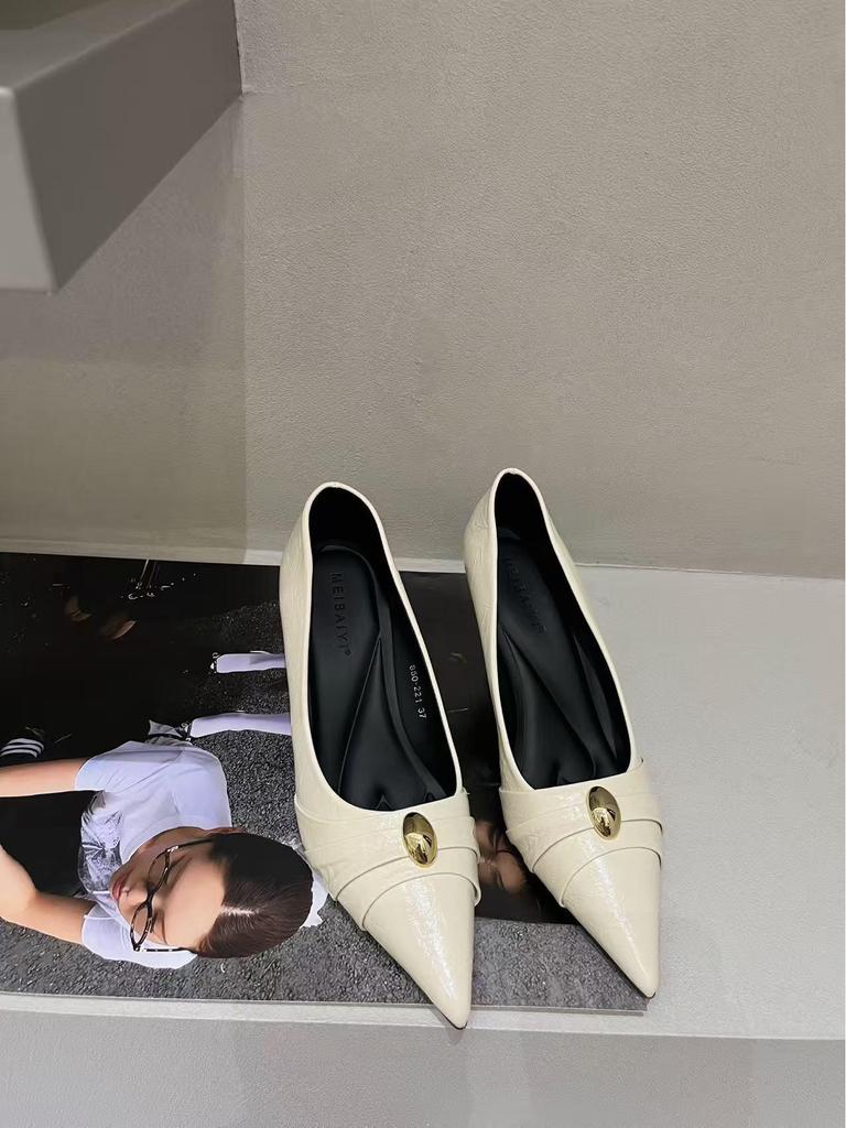 Women's Black Stiletto Heels with Metal Buckle - Autumn 2025 Collection