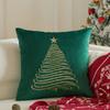 Christmas Tree Snowflake Faux Embroidery DoubleSided Pillow Cover Zippered Cushion Case for Sofa Decor