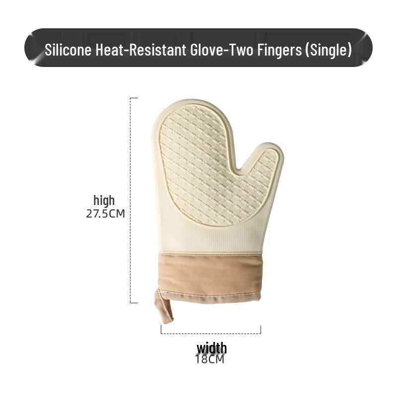 Hitzebeständige Silikon-Ofenhandschuhe: Fünf-Finger-Verbrühschutz, verdickt für Hochtemperatur-Backen und Mikrowellengebrauch.