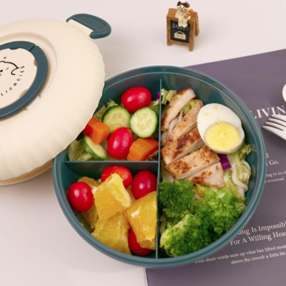 Double Layer Round Lunch Box Compartments Food  Storage Container Snack Box Salad Box  School