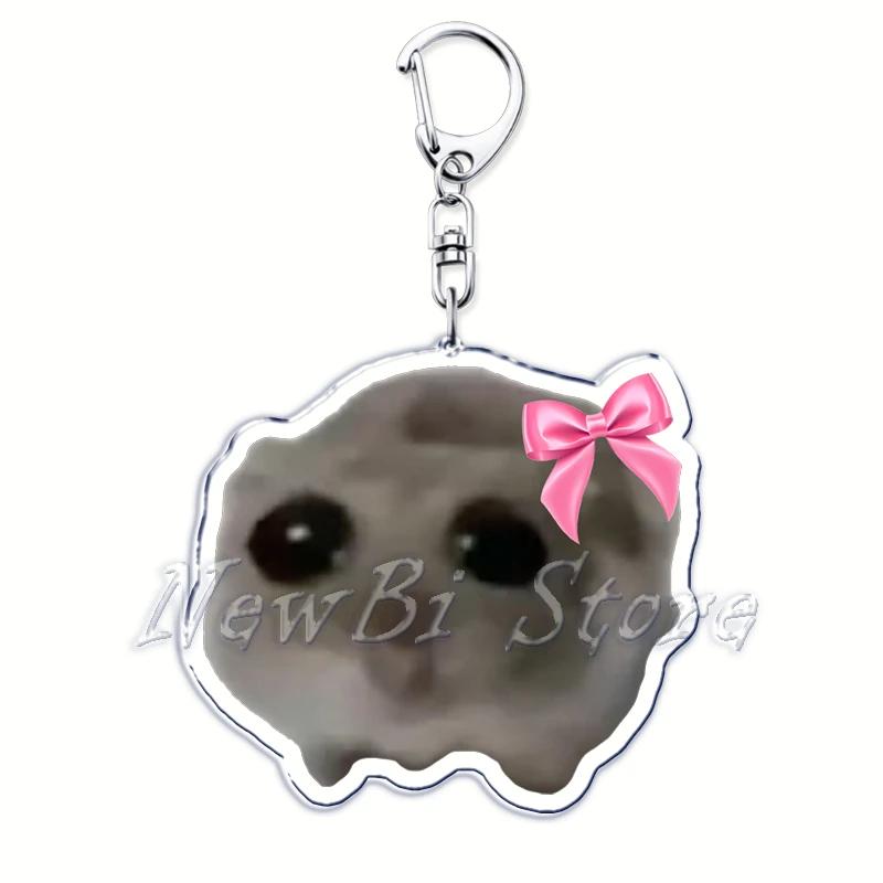 Fun Meme Im Just A Girl Sad Hamster Key Chain Keychains Ring for Accessories Bag Funny Pendant Keyring Jewelry Fans Gifts