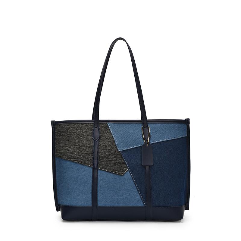 Denim Bag Women's Large-capacity New Spring and Summer Contrasting Messenger Bag Versatile Single Shoulder Class Tote Bag