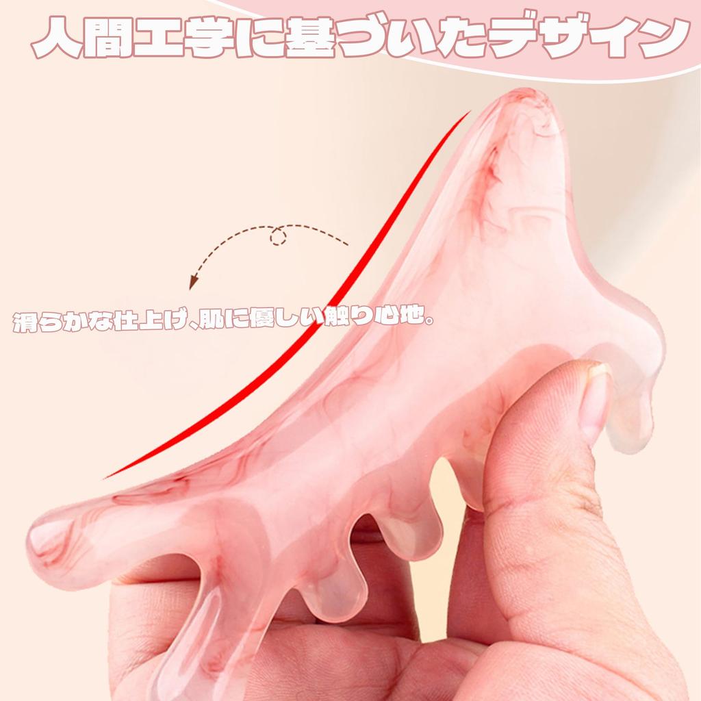 Meltryllis Gua Sha Face and Scalp Massager with Comb Plate for Jaw Line Eye and Nose Face and Full Body Perfect for Home Beauty Pink Gua 4-in-1