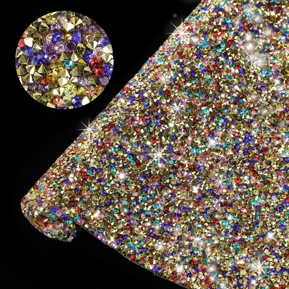 VC 20*24cm *40 Self-Adhesive Glass 3D Eco-Friendly Rhinestone Flatback 14 Facets Strip Sticker DIY Accessories Phone