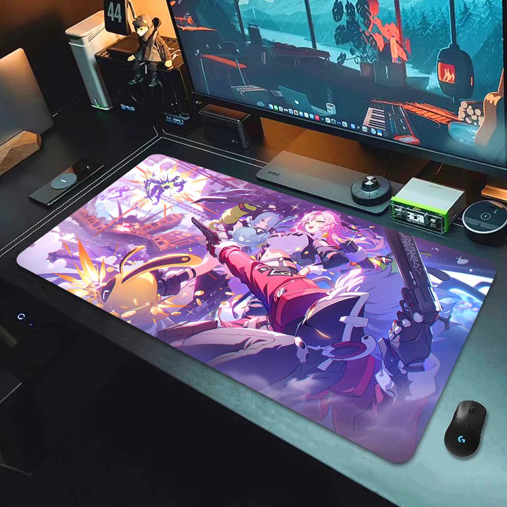 Gaming Mouse Pad with Antislip Base and Stitched Edges Anime Girl with Shark Print Desk Mat for PC Laptop Gaming