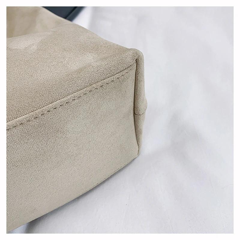 Autumn and Winter Vintage Women's Bag Large Capacity Suede Shoulder Bags Solid Color Simple Casual Commuter Bag Retro Handbag