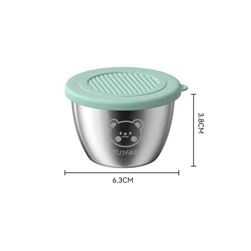 

2025 New 50ml Snack Dish Stainless Steel Sauce Cup with Sealed Lid Kitchen Tableware Sushi Mustard Seasoning Box Dipping Sauce P 6.3x3.8cm зелений