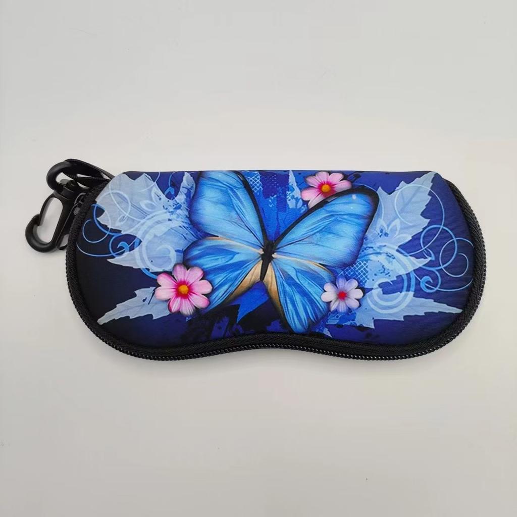 Totem Printed Glasses Case Shockproof Eyeglass Storage Bag With Zipper Keychain Portable Outdoor Sunglasses Pouch Eyewear Holder