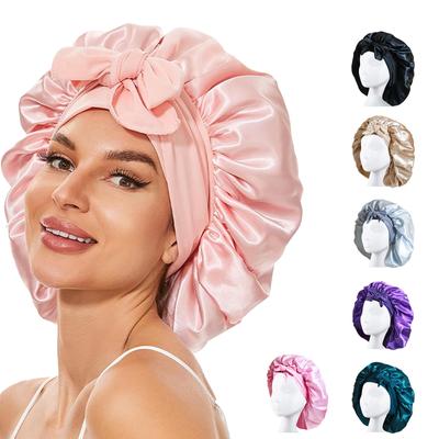 New Silky Bonnet For Sleeping Women Satin Bonnet Hair Bonnet Night Sleep Cap Scarf Wrap For Curly Hair Tie Band For CurlyHat