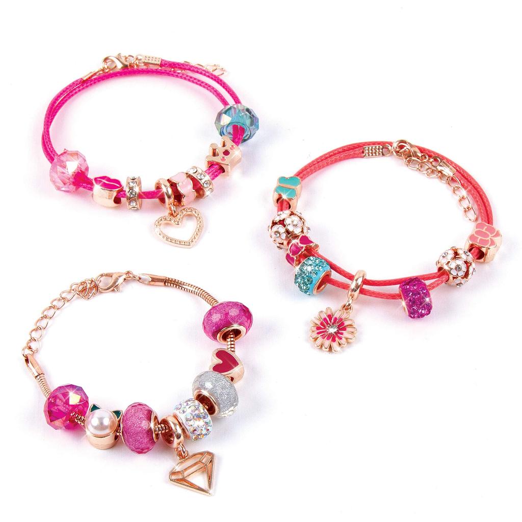 Make It Real Halo Charm Bracelet Think Pink DIY Charm Bracelets Making Kit Friendship Bracelet Kit with Arts Crafts Beading Kit Makes 3 Bracelets - -