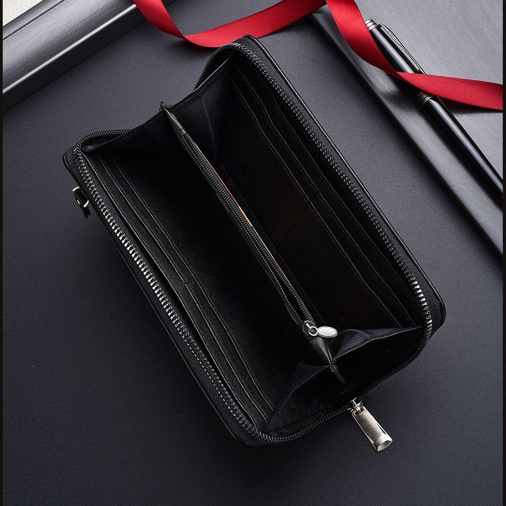 Fashion PU Leather Men Wallet Multi-card Slot Card Holder Clutch Bag Large-capacity Zipper Long Wallet