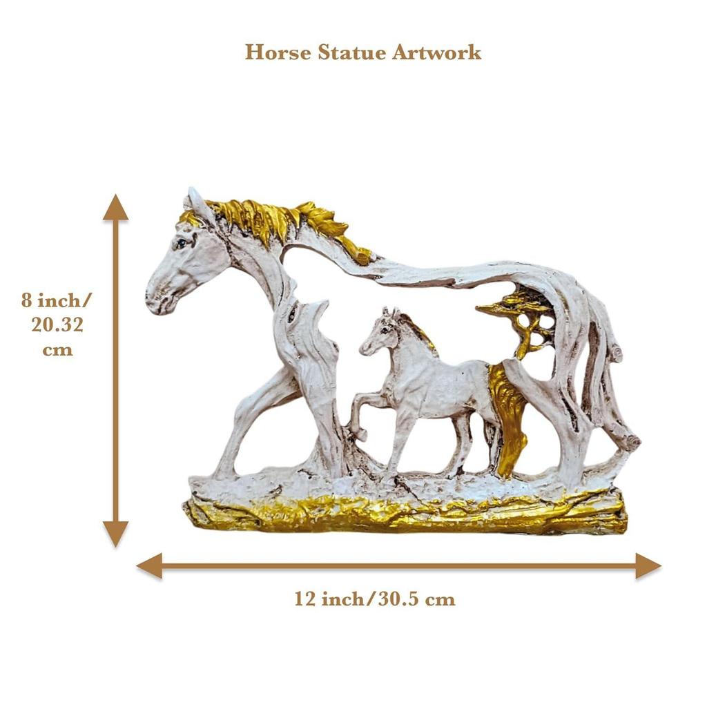 Horse Statue Good Luck Vastu Showpiece Idol for Gifting & Home Living Room Office Table Desk Decor Decoration & Gifting Gifts, 12x8 Inches