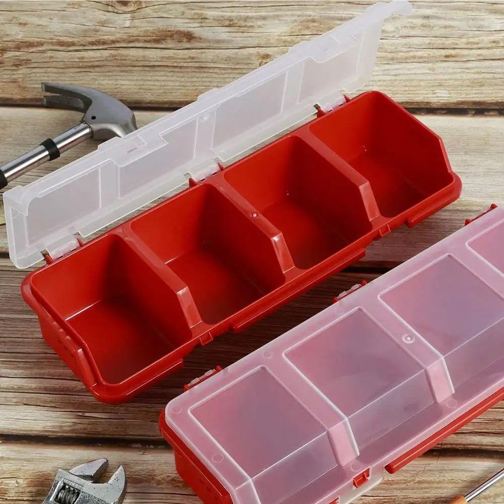 1Pcs Blue Red Parts Storage Box 4 Compartments Tool Part Container Bin New Screw Organizer Box