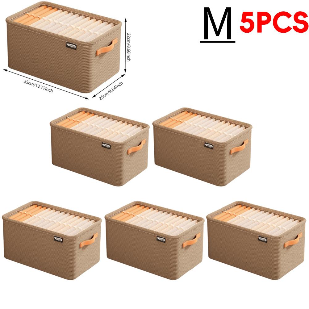 1-5PCS Clothes Storage Organizer Cabinet Drawer Organizer with Handle&Steel Frame Clothes Compartment Box for Home Wardrobe